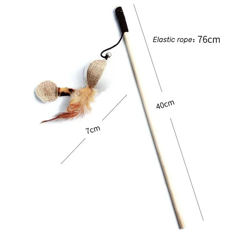 Interactive Feather Cat Wand Toy